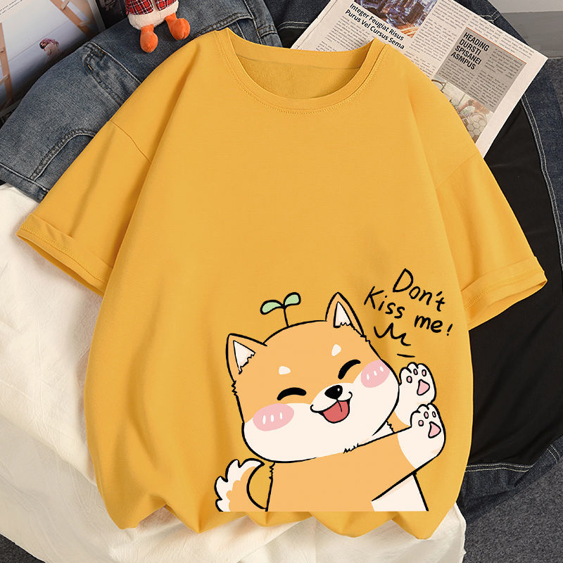 100% Cotton Harajuku Kawaii No Kissing Dog T-shirts