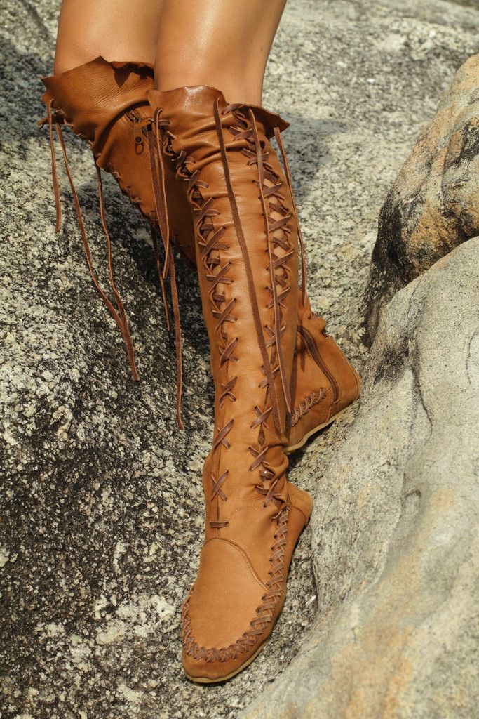 PU Lace-up Long Boots