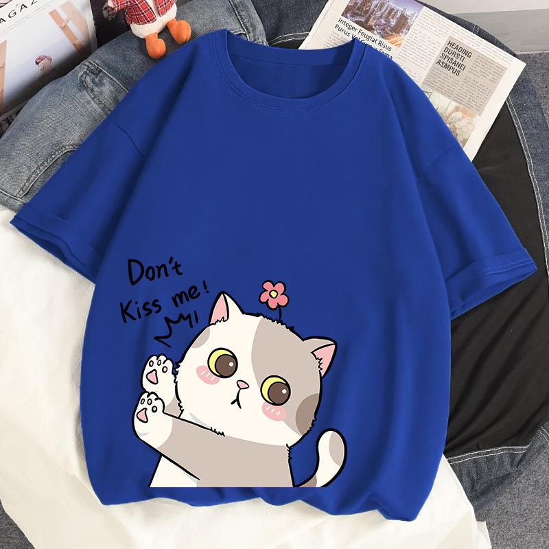 100% Cotton Harajuku Kawaii No Kissing Cat T-shirts