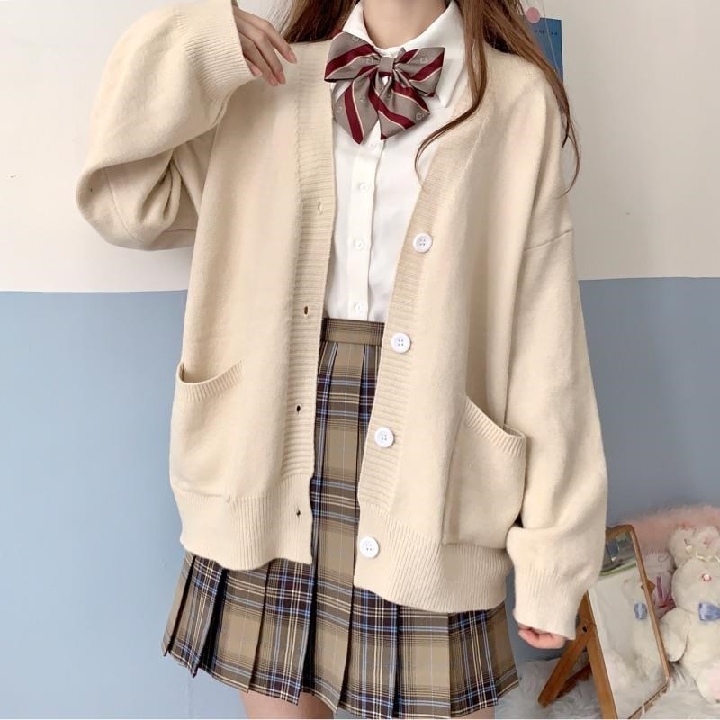 Japan School V-neck Cotton Knitted Sweater