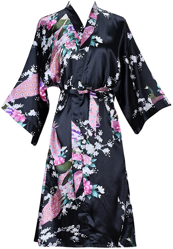 Silk Satin Floral Bathrobe Dressing