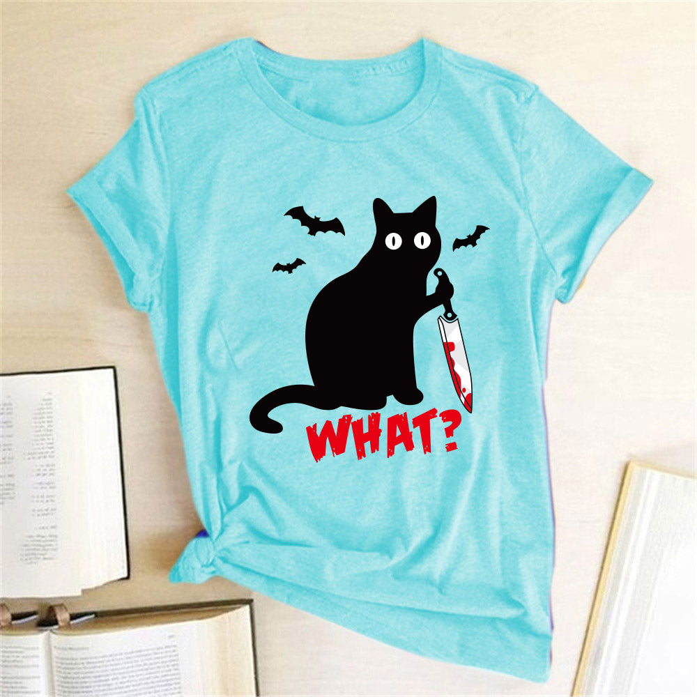 Cat What? Murderous Cat with Knife Tees