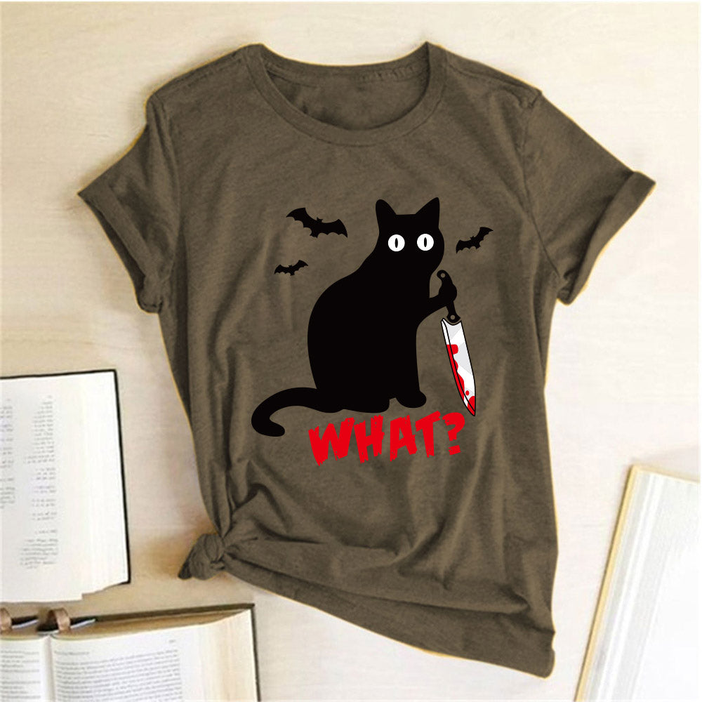 Cat What? Murderous Cat with Knife Tees