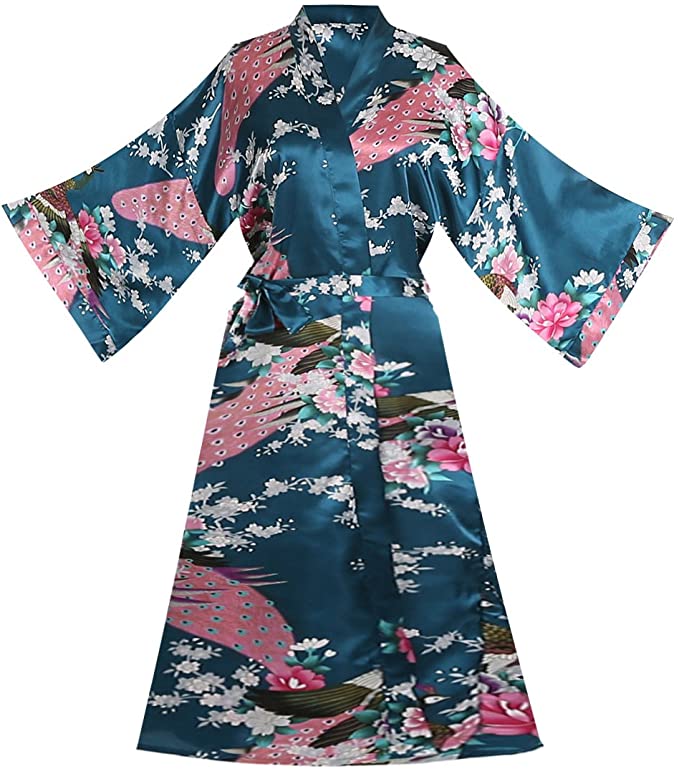 Silk Satin Floral Bathrobe Dressing