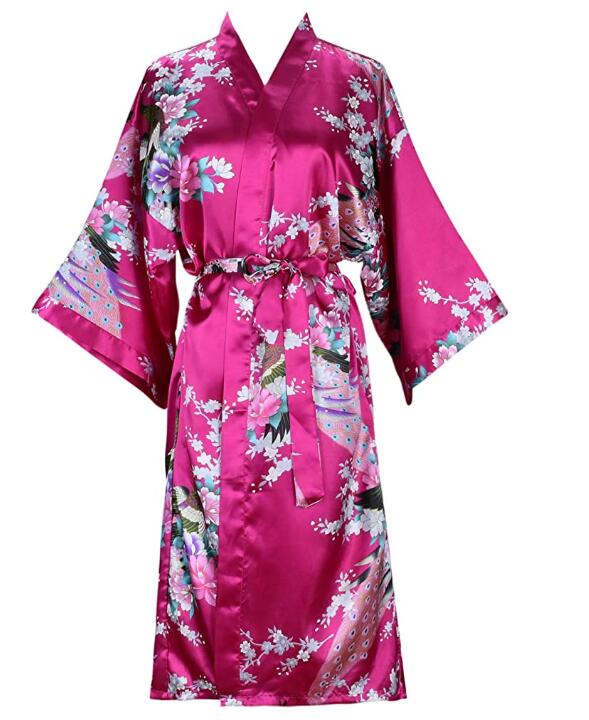 Silk Satin Floral Bathrobe Dressing