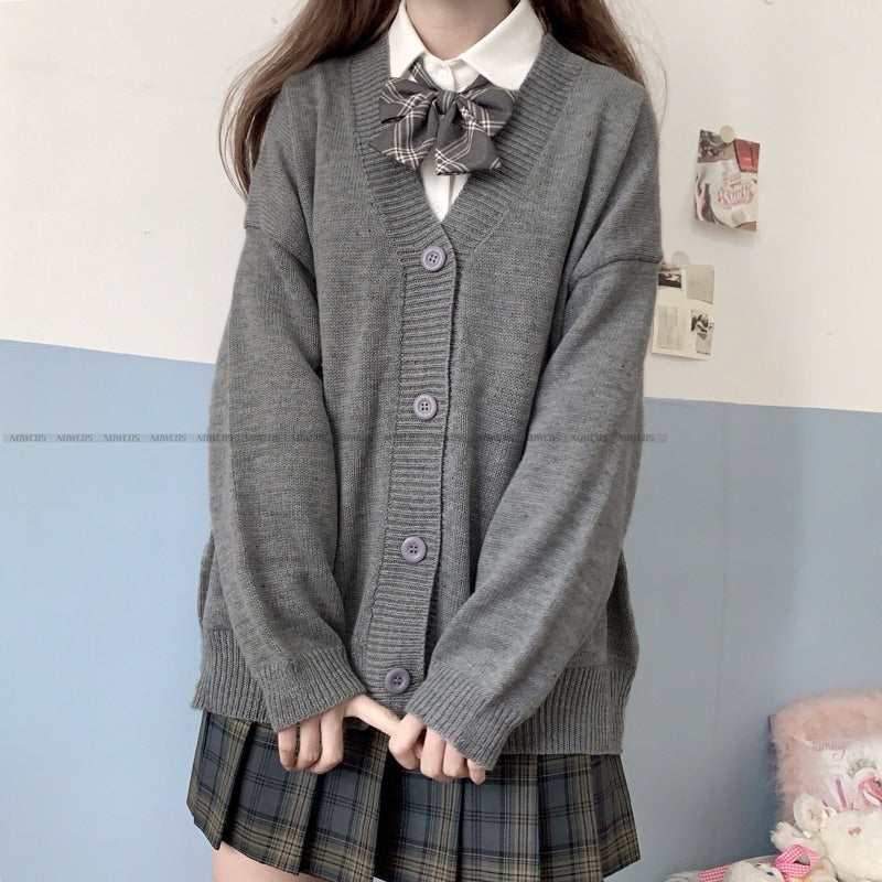 Japan School V-neck Cotton Knitted Sweater