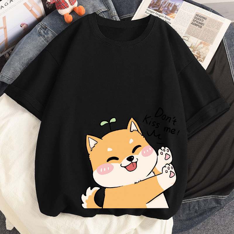 100% Cotton Harajuku Kawaii No Kissing Dog T-shirts