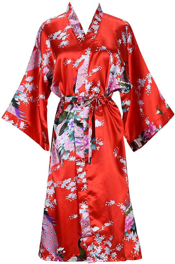 Silk Satin Floral Bathrobe Dressing