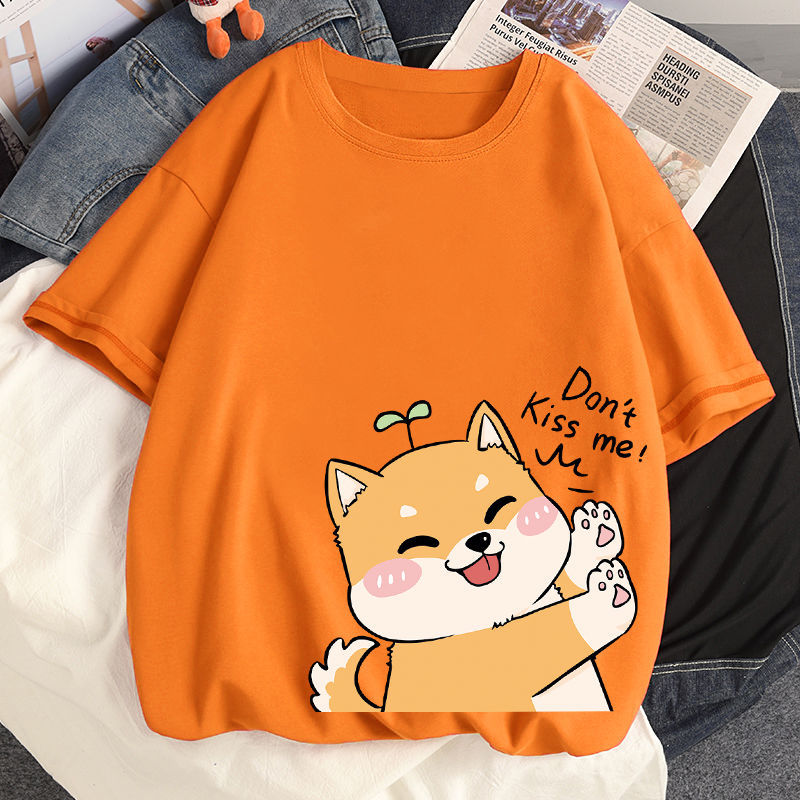 100% Cotton Harajuku Kawaii No Kissing Dog T-shirts