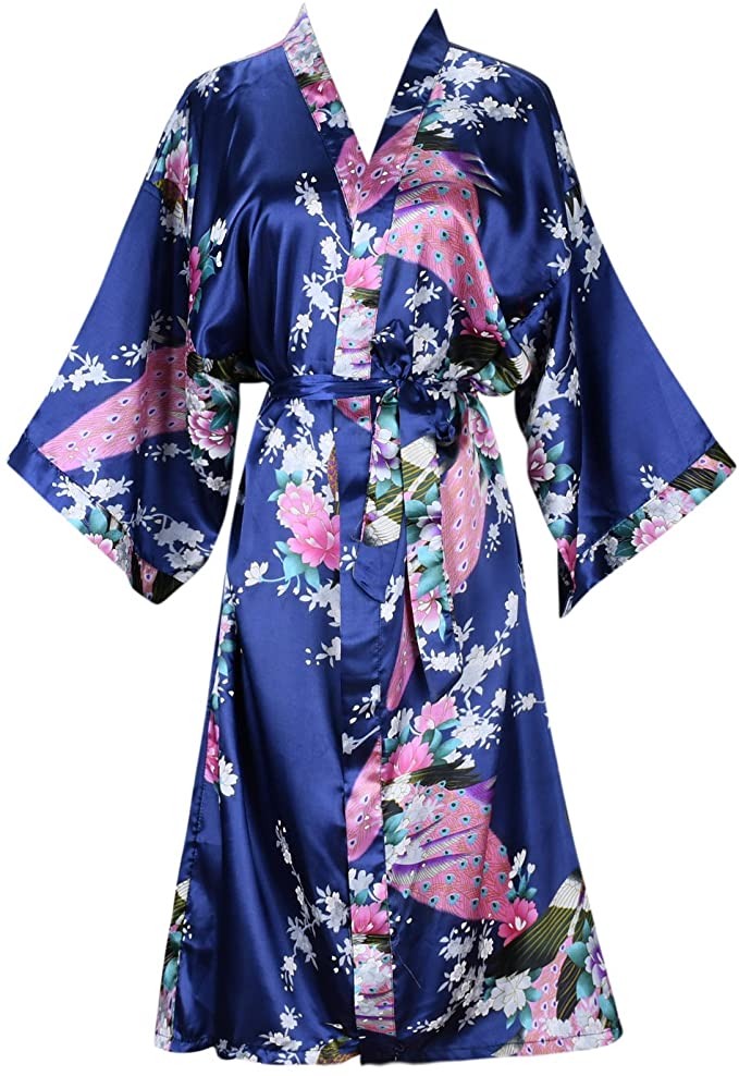 Silk Satin Floral Bathrobe Dressing