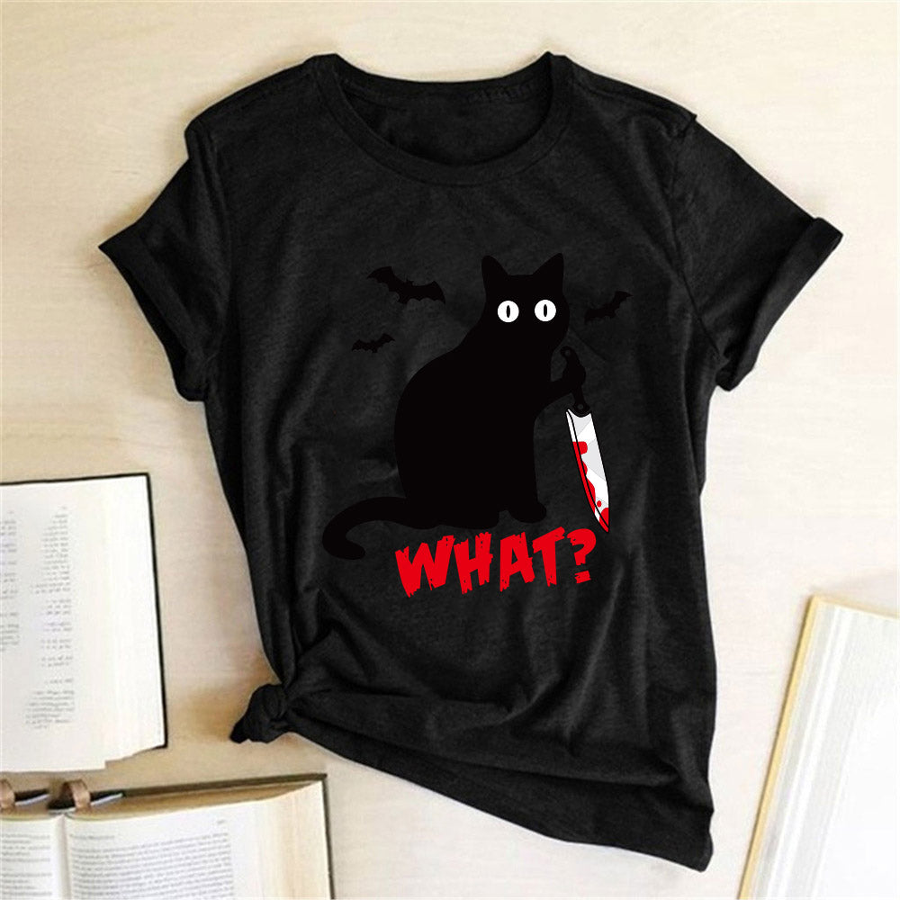 Cat What? Murderous Cat with Knife Tees