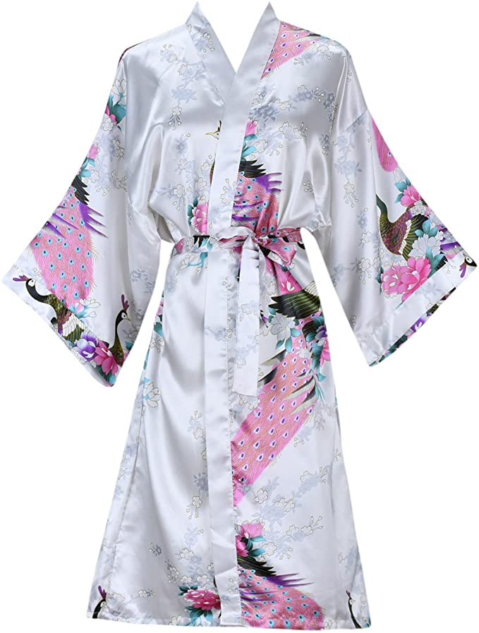 Silk Satin Floral Bathrobe Dressing