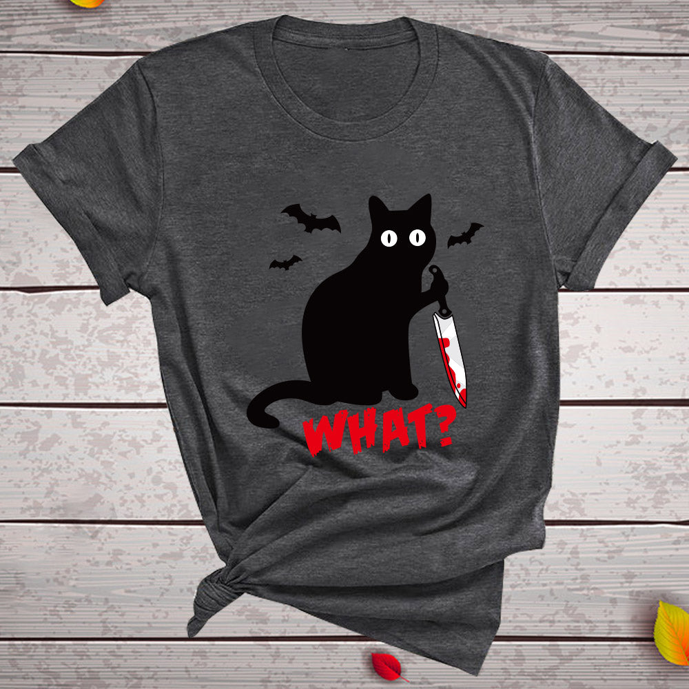 Cat What? Murderous Cat with Knife Tees