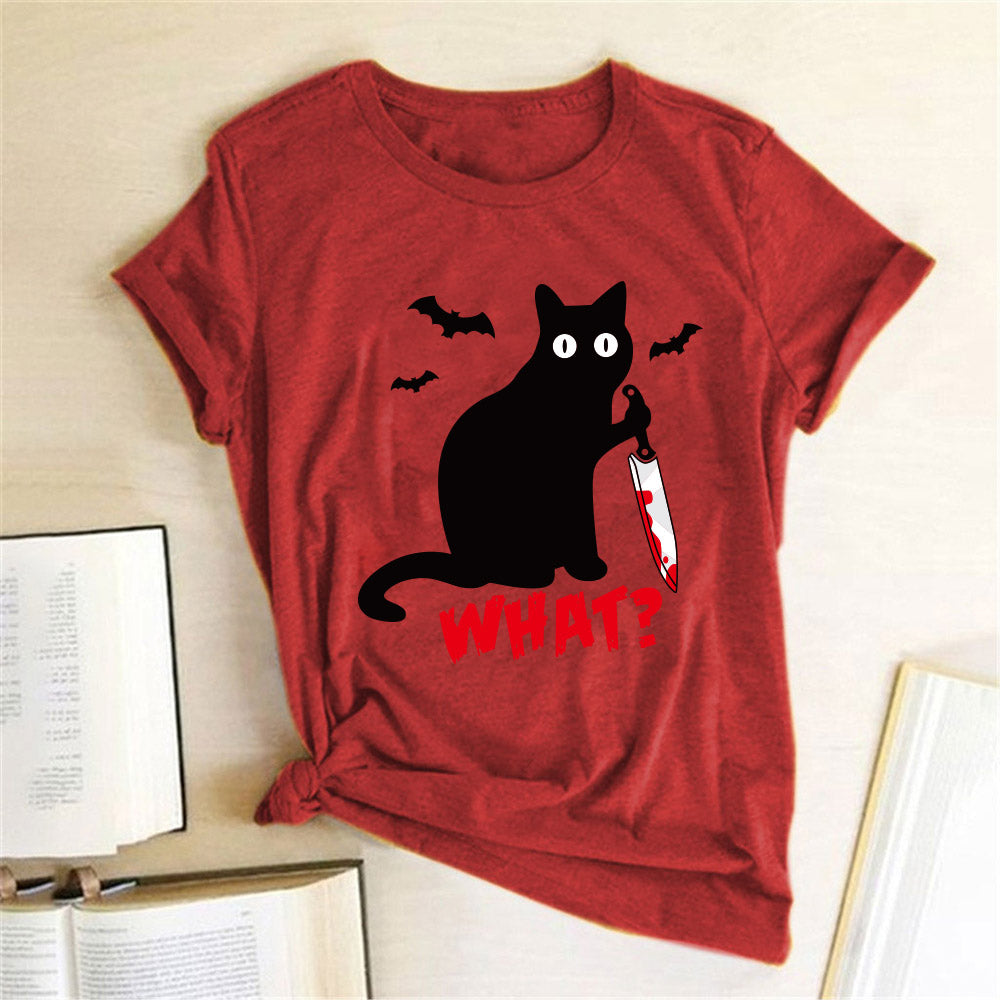 Cat What? Murderous Cat with Knife Tees