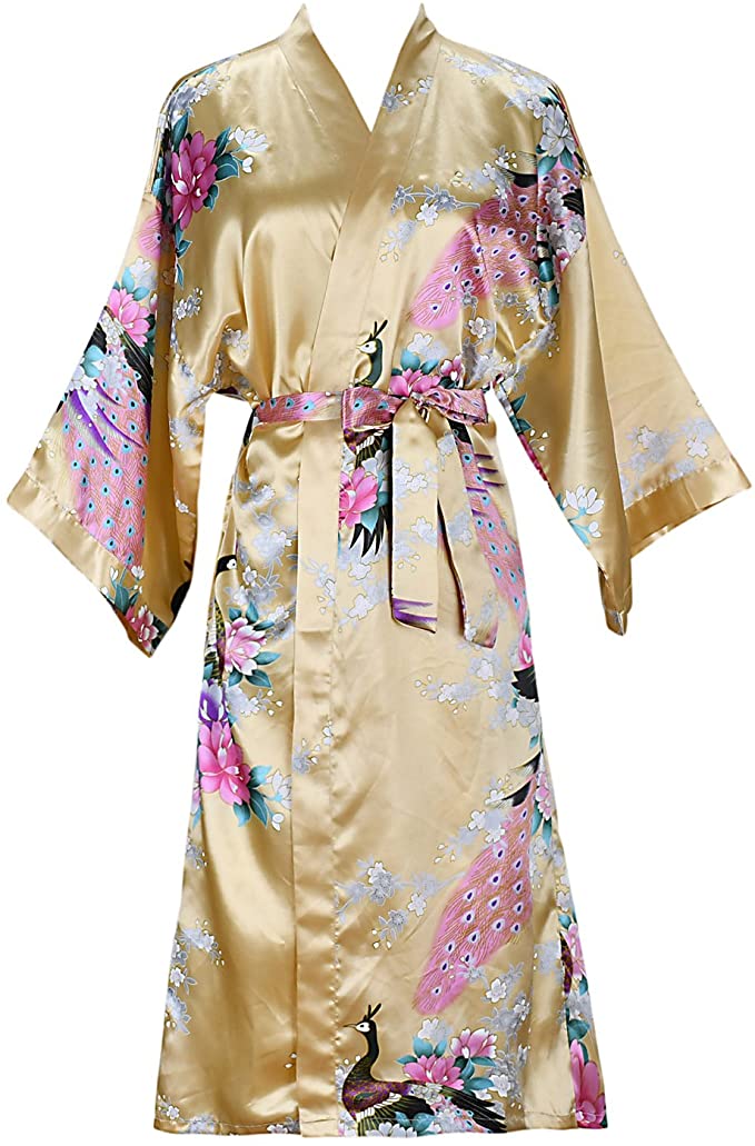 Silk Satin Floral Bathrobe Dressing