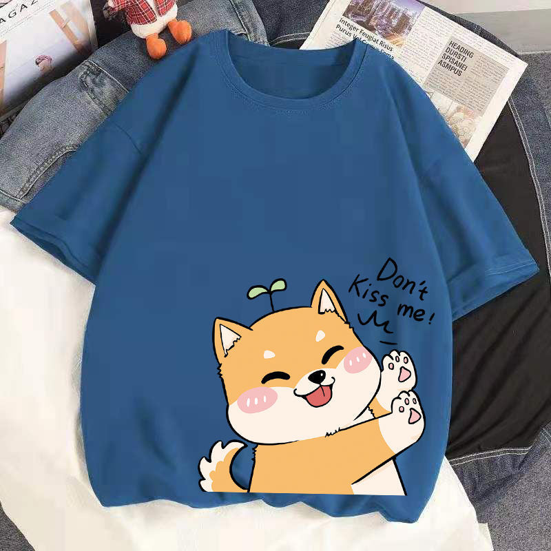 100% Cotton Harajuku Kawaii No Kissing Dog T-shirts