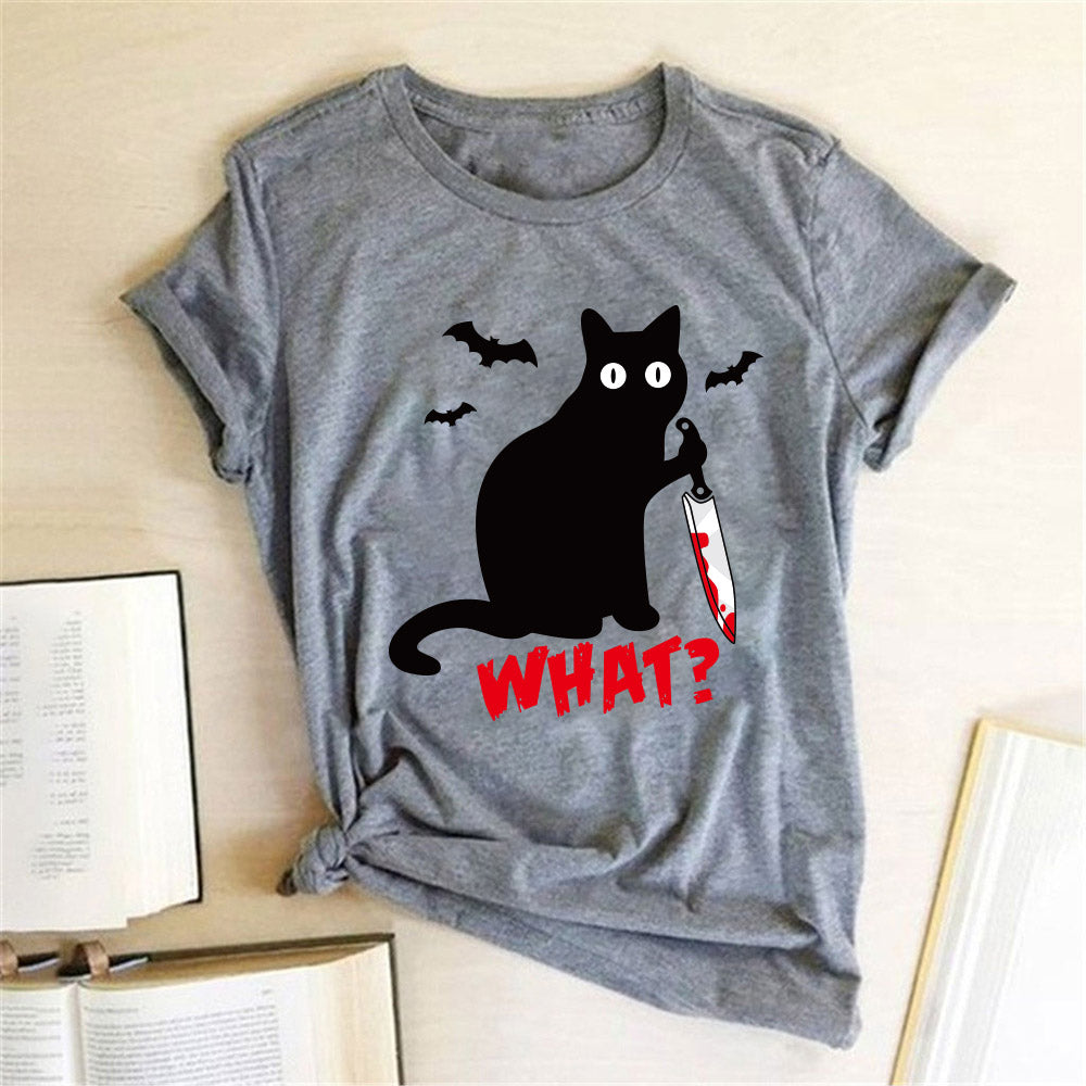 Cat What? Murderous Cat with Knife Tees