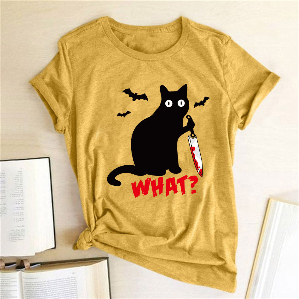 Cat What? Murderous Cat with Knife Tees