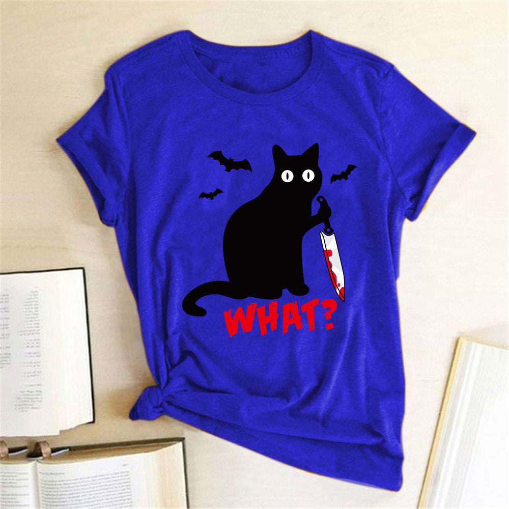 Cat What? Murderous Cat with Knife Tees