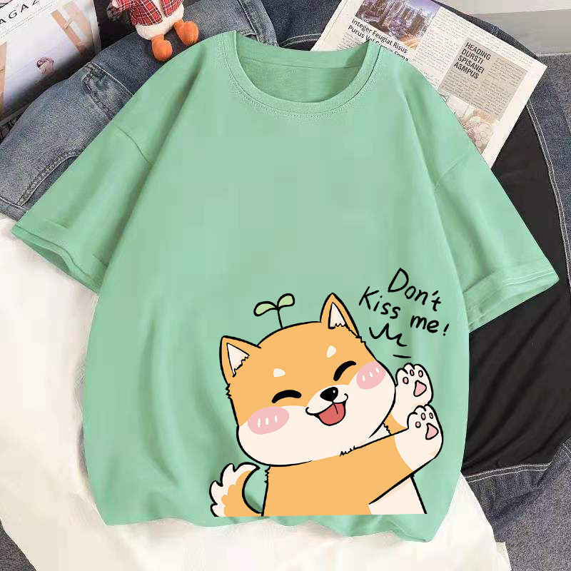 100% Cotton Harajuku Kawaii No Kissing Dog T-shirts