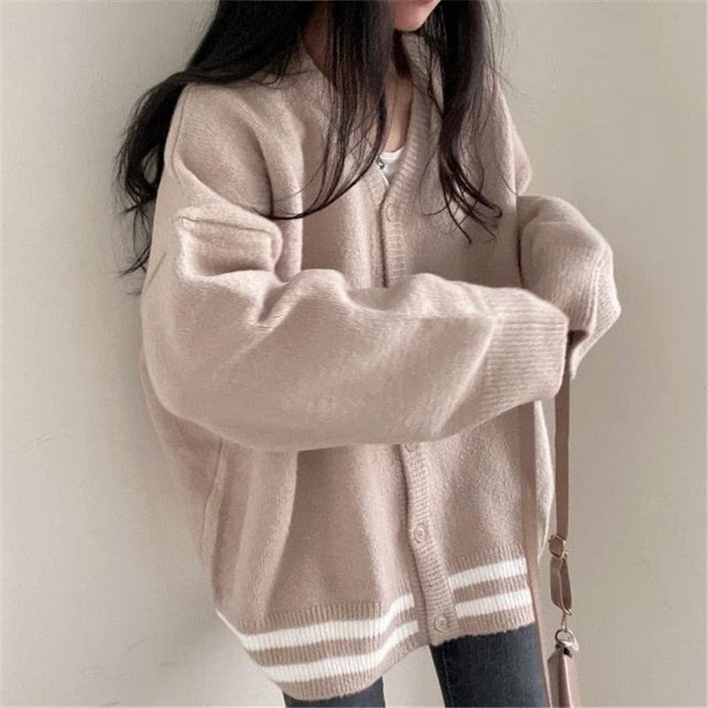 Japan School V-neck Cotton Knitted Sweater