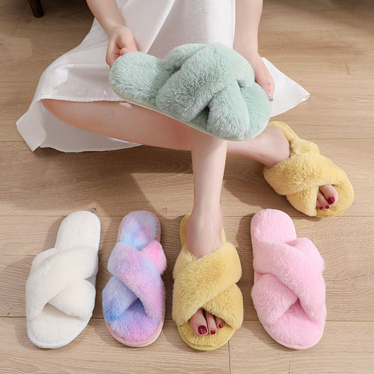 Indoor Cross Plush Slippers