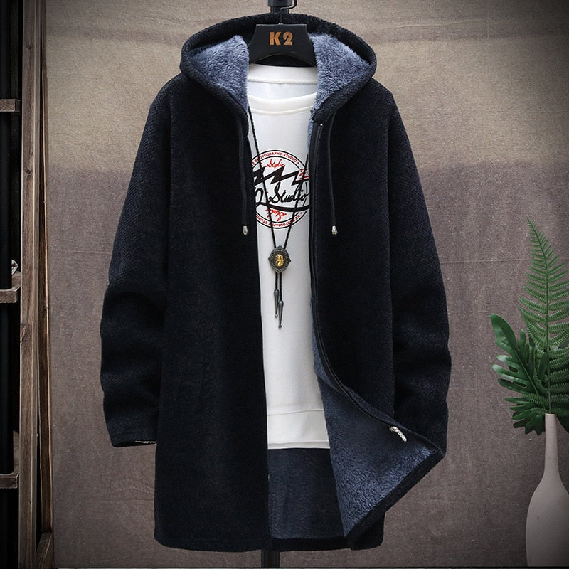 Male Slim Autumn Winter Long Coat Jacket Outerwear