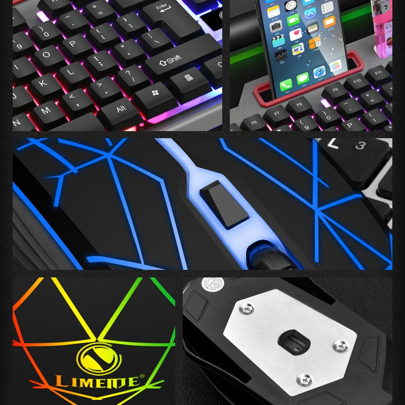 T19 Metal Luminous USB Wired Keyboard and Mouse Set