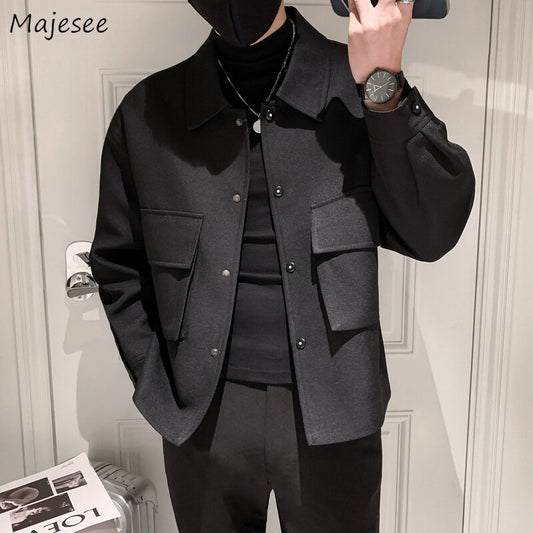 Korean Men J Blended Oversized Shirt Jacket