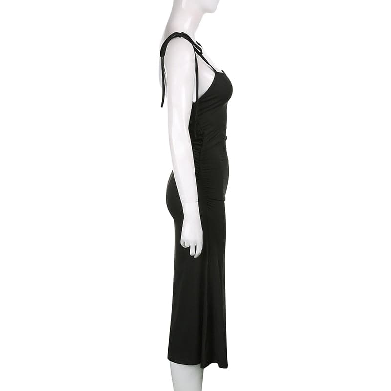 Black Backless A-line Cami Dress