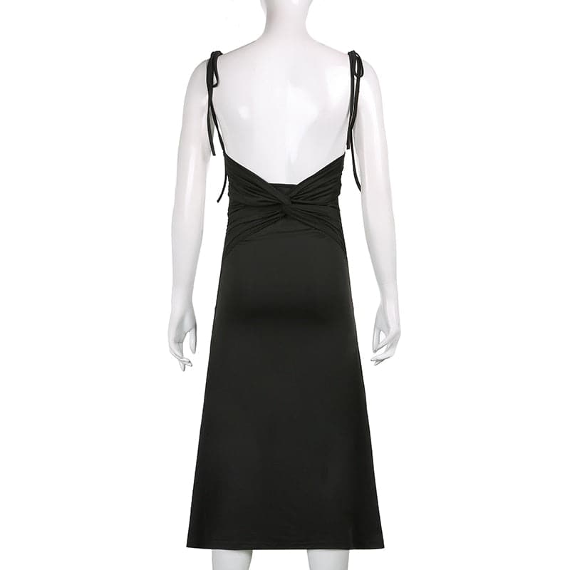 Black Backless A-line Cami Dress