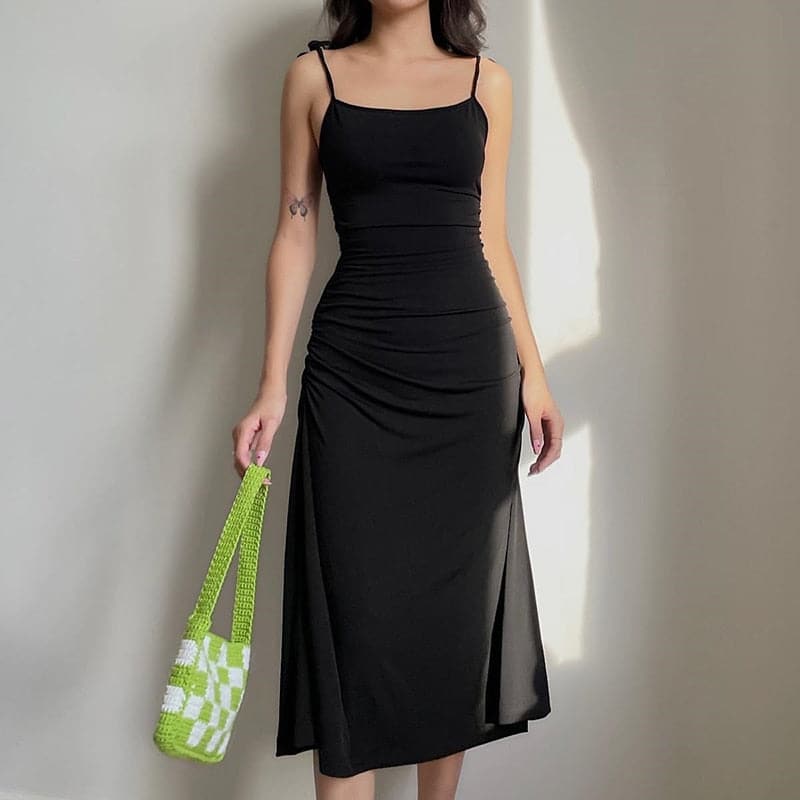 Black Backless A-line Cami Dress