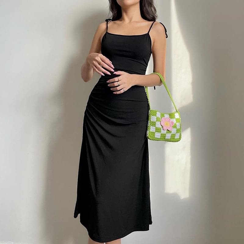 Black Backless A-line Cami Dress